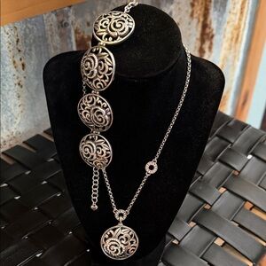 Elegant Brighton, Deco Rose Silver & Crystal Pendant Necklace and Bracelet Set